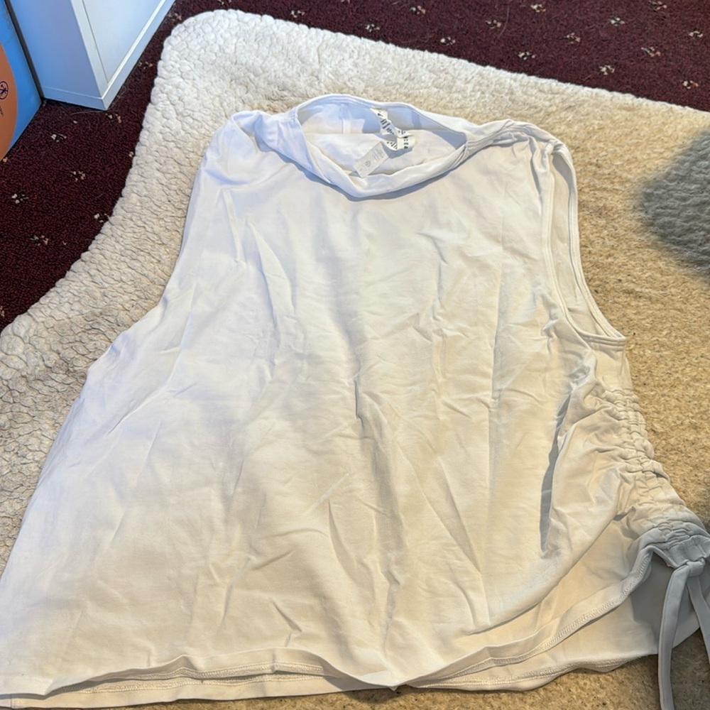 White Lululemon Asymmetrical Tank Top with Mock Neck